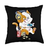 Funny Cat Gaming Cat Lover Kawaii Video Games Funny Gamer Throw Pillow