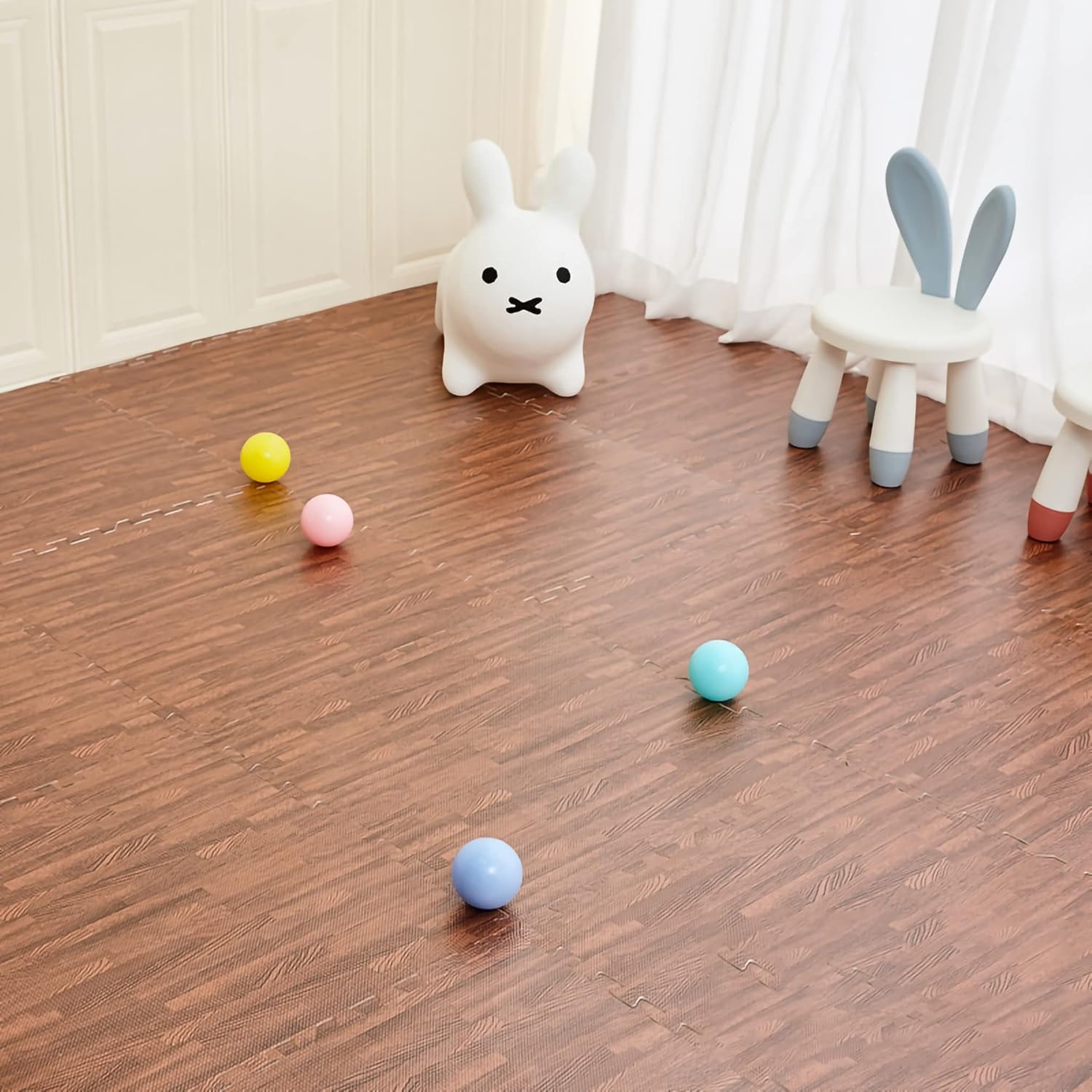 Puzzle Exercise Mat 1/2 Inches, 24X24 Inches Dark Wood Grain EVA Interlocking Foam Floor Tiles for Home Gym, Mat for Home Workout Equipment, Floor Padding for Kids, 25 Packs of 100 SQ FT 119950-NEW