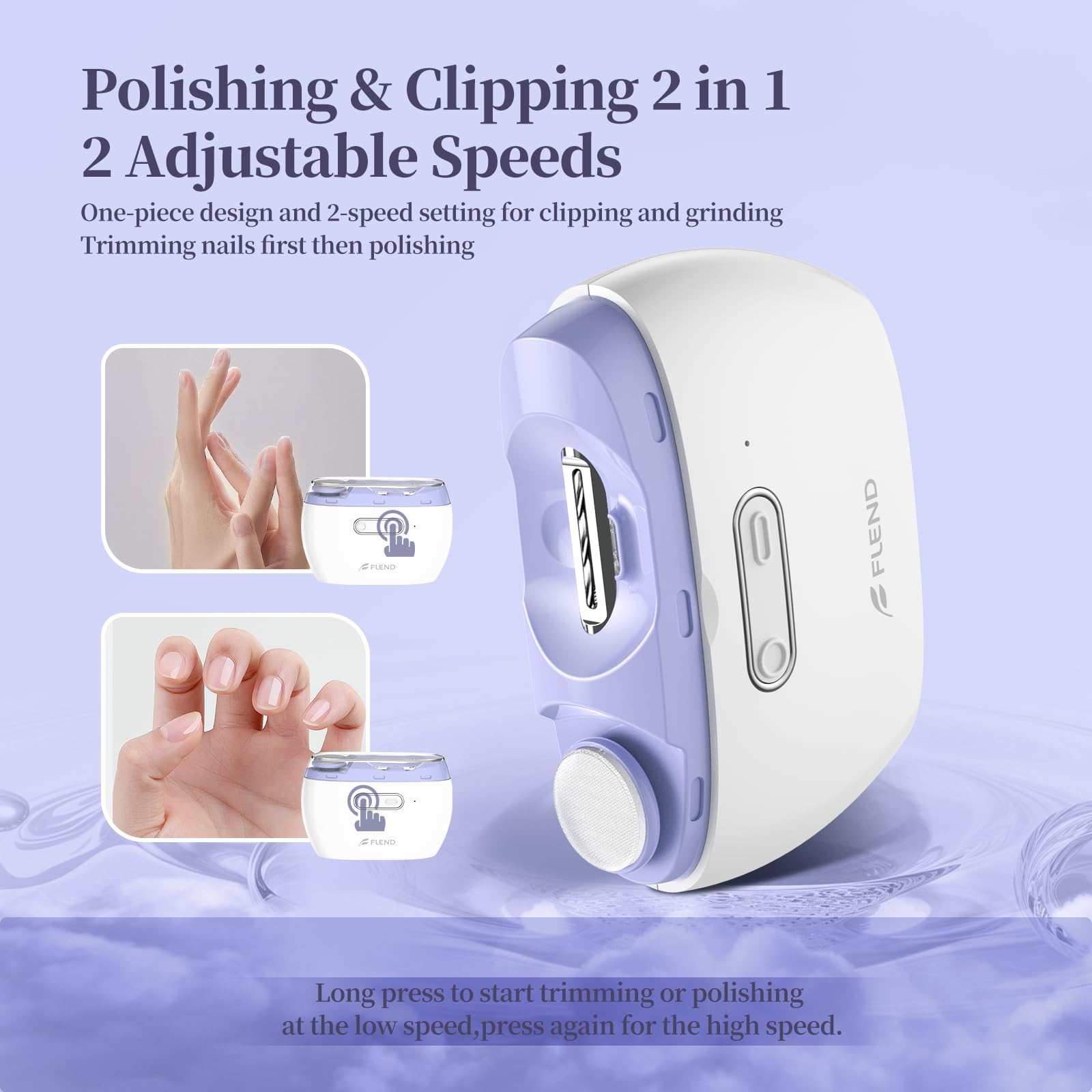 Elektrischer Nagelknipser, Nageltrimmer Nagelpolierer 2 in 1, Automatischer Elektrische Nagelknipserr 2 Geschwindigkeiten, Fingernagelknipser, Nagelfeile mit Licht, ManiküreSet Nagelknipser für Babys