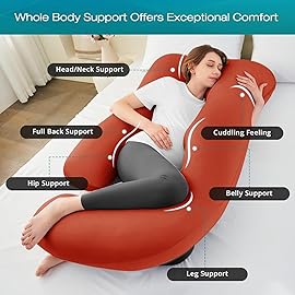 Sasttie Pregnancy Pillows for Sleeping, Jumbo U Shaped Cooling Full Body Pillow with Removable Cover, Pregnant Women Must Haves, Maternity Essential, Orange