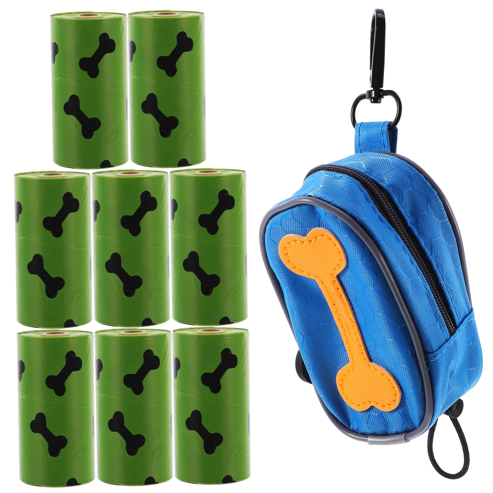 UKCOCO Bolsas para Excrementos de Perro con Dispensador Portátil, 8 Rollos de Bolsas Desechables con Diseño de Punto de Rotura para Dueños de Mascotas