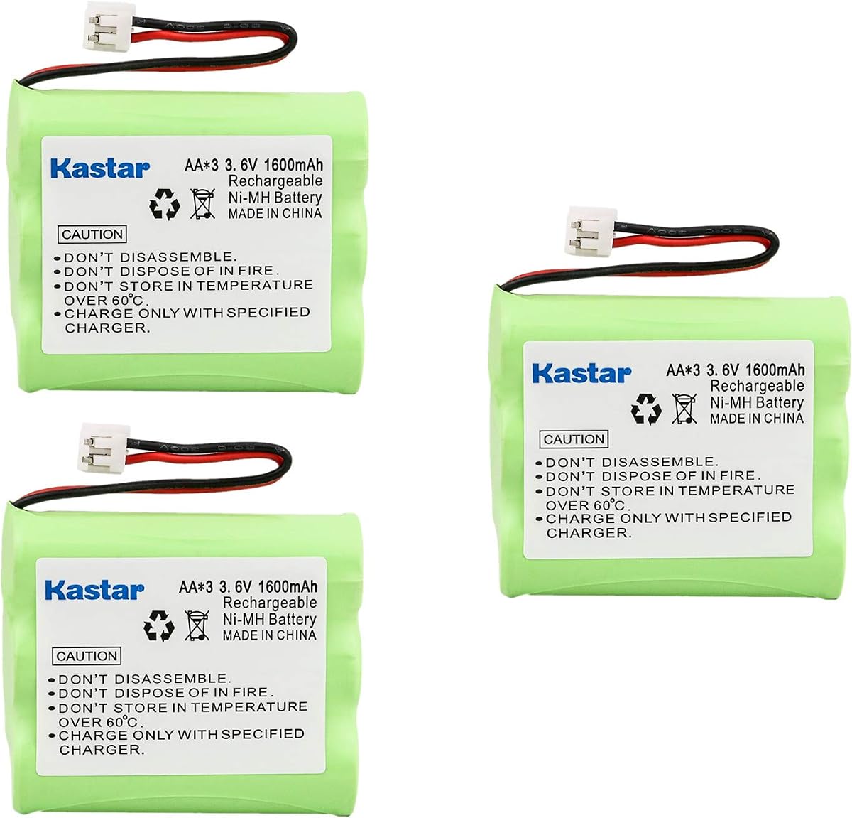 Kastar 3-Pack AAX3 3.6V 1600mAh EH Ni-MH Rechargeable Battery for Motorola, Radio Shack, Sanyo Series Cordless Phone (Check Your Cordless Phone Model Down)