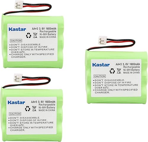 Kastar Paquete de 3 baterías recargables AAX3 de 3.6 V 1600 mAh EH Ni-MH para Motorola, radio Shack, teléfono inalámbrico serie Sanyo (comprueba el