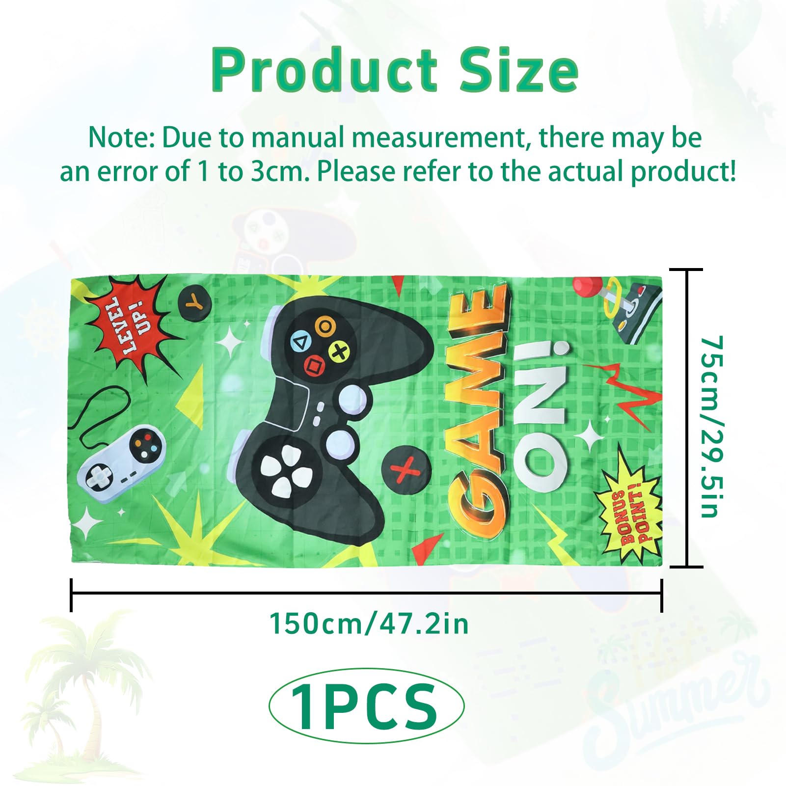 Vxcvzv 1 Piece Beach Towel Swimming Towels for Kids - Gaming Controller Design - Soft and Lightweight Blanket for Camping Showers Boys Bath Pool Camping Travel 75 x 150cm - Image 2