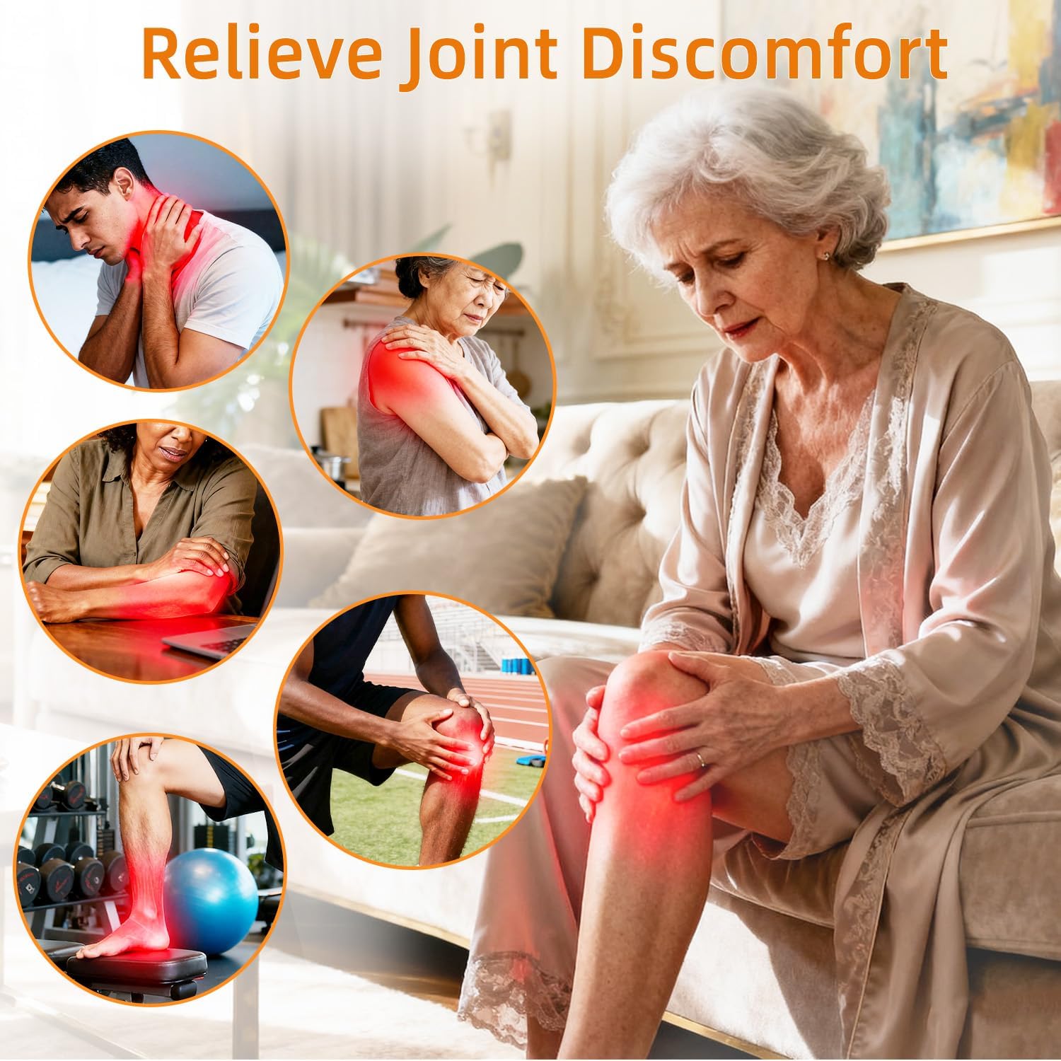 Electric Knee Massager with Heat & Vibration Therapy - Portable Cordless Heated Brace for Knee Pain Relief Ideal Gifts for Men, Women, Seniors - Gray - Image 2