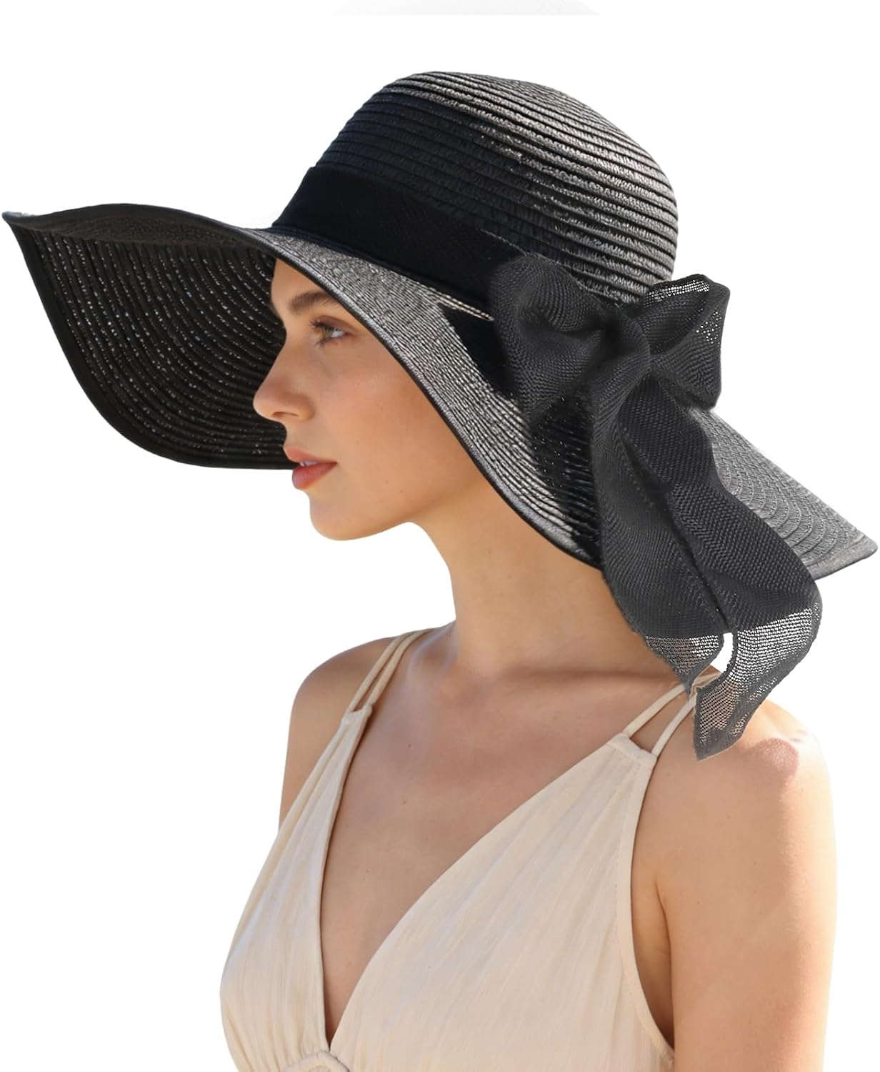 Sombrero de playa para mujer con ala ancha y lazo miniatura 1