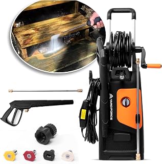 YardForce Pressure Washer Electric Powered - 2000 PSI 2.3 GPM Power Washer with Hose Reel, Portable Washer with 4 Quick Connect Nozzles & 25 FT Hose for Cars, Fences, Patios