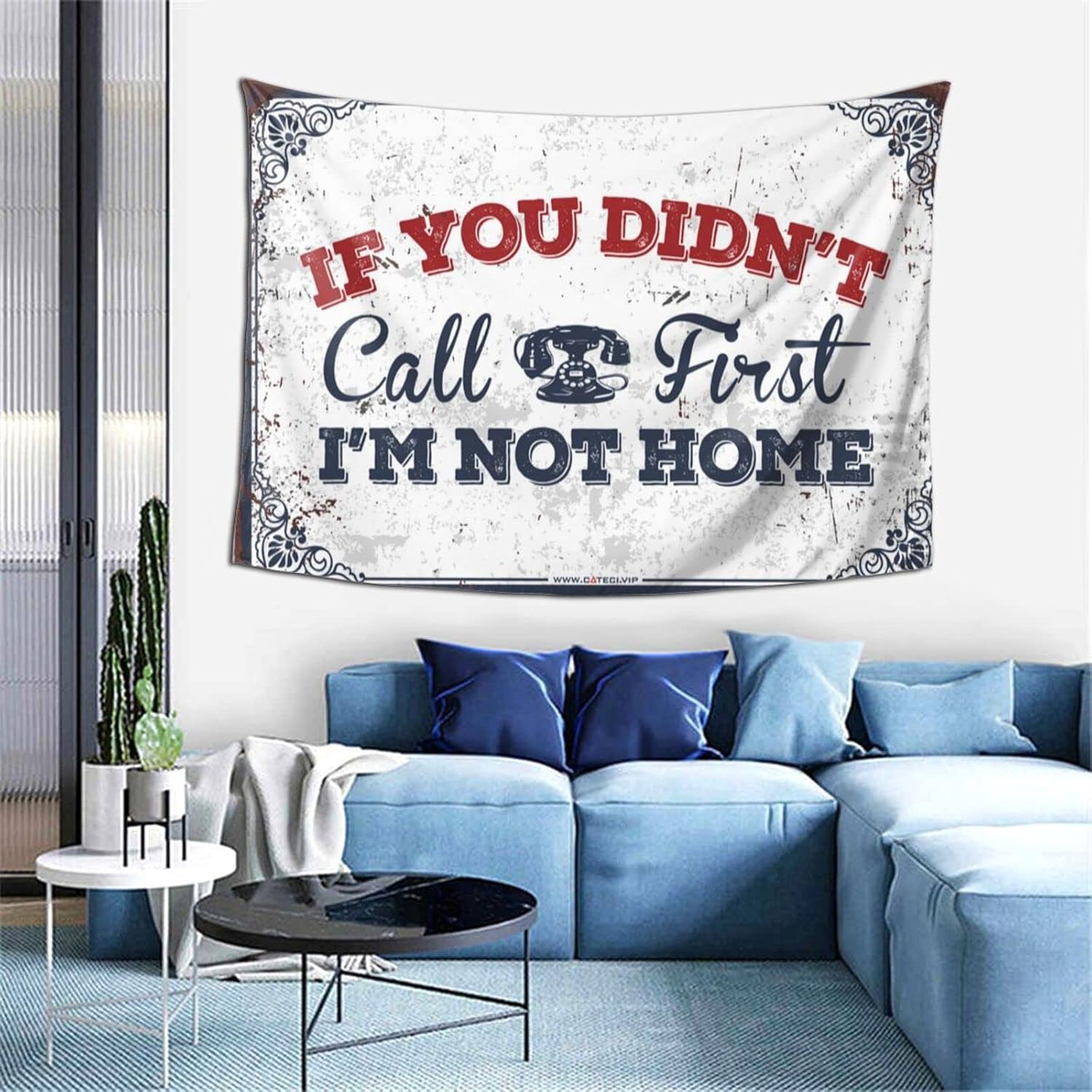 Bedroom Door Decor If You Didn'T Call First I'M Not Home Tapestry Funny Bar Decor Funny Bedroom Decor(100X150CM)