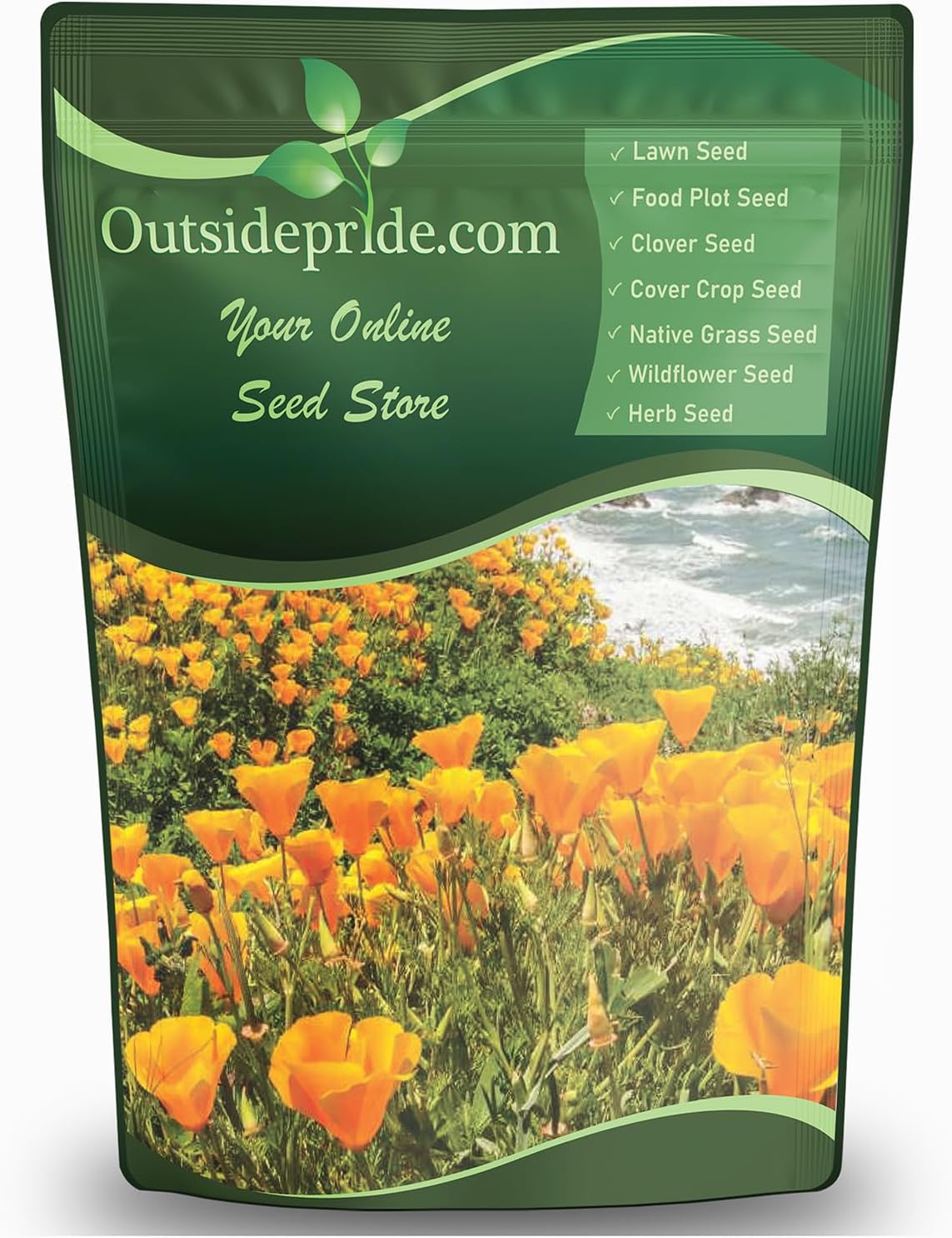 Outsidepride Eschscholzia Orange California Poppy Seeds - 1 lb. Annual, Native, Drought Tolerant Wildflower Seeds w/Vibrant Blooms for Full Sun & Drought-Tolerant Pollinator-Friendly Gardens