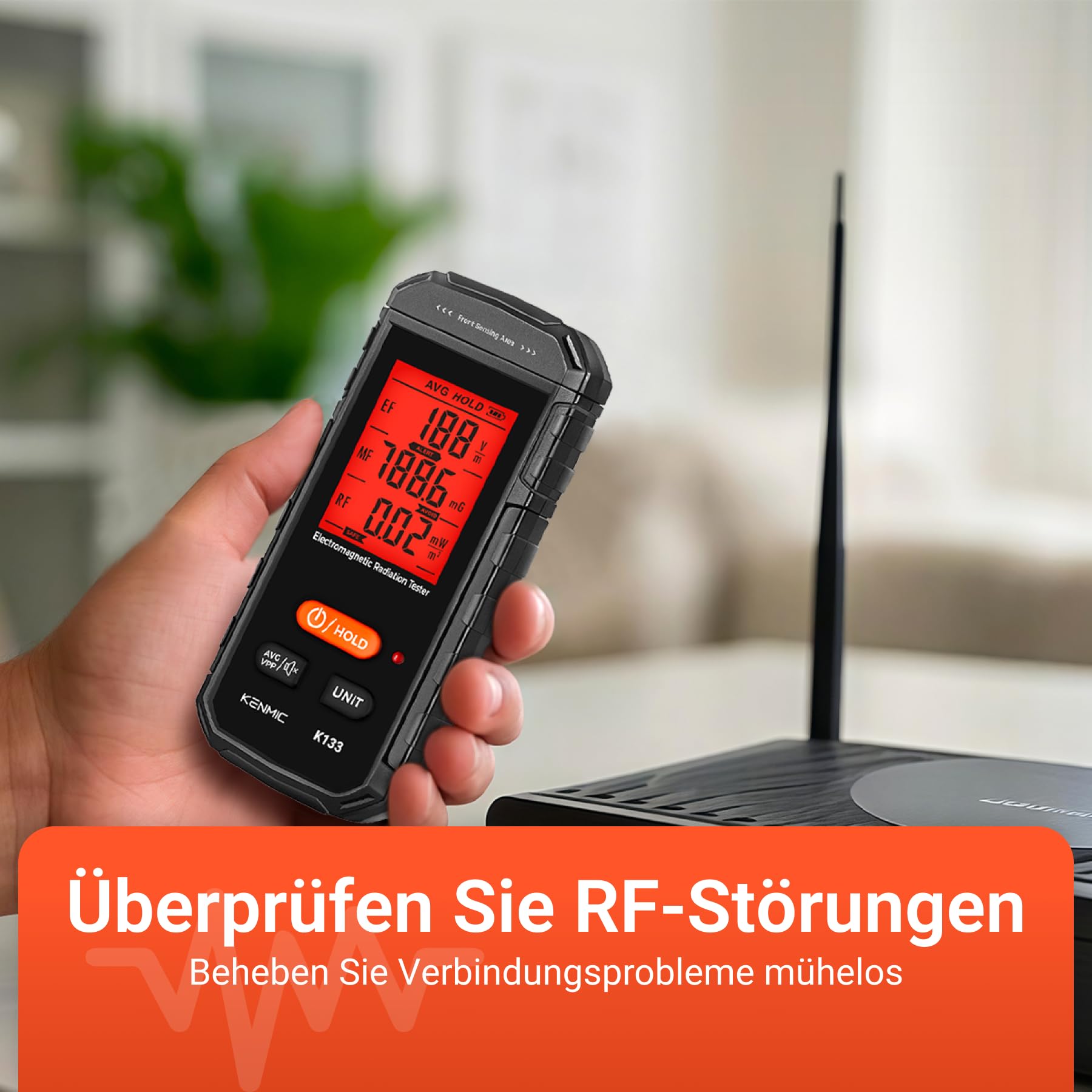 EMF Messgerät, 3-in-1 EMF Meter EF/MF/RF Tragbarer Elektromagnetischer Feld Strahlungs Detektor für EF, RF, MF, WiFi Signal, Passend für Zuhause, Büro EMF Inspektionen und Geisterjagd