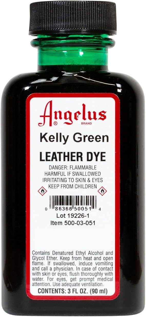 Angelus Leather Dye, Kelly Green, 3 Ounce Bottle (500-03-051)