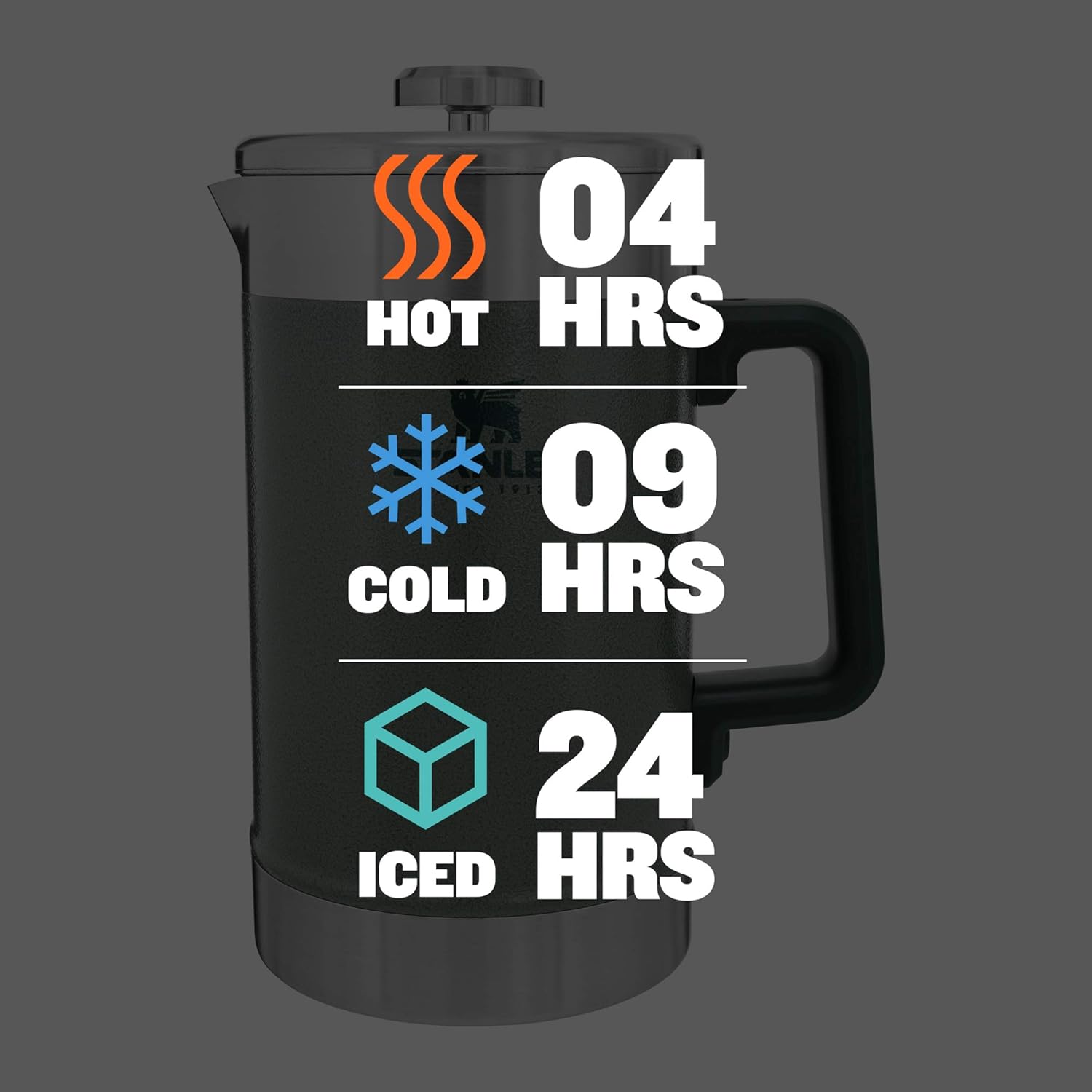 STANLEY Classic Stay-Hot French Press Coffee Maker 48 oz | 5 Minute Brew, 4 Hours Hot | Mesh Filter for Coffee Grounds | Insulated Stainless Steel French Press | BPA-Free | Hammertone Green