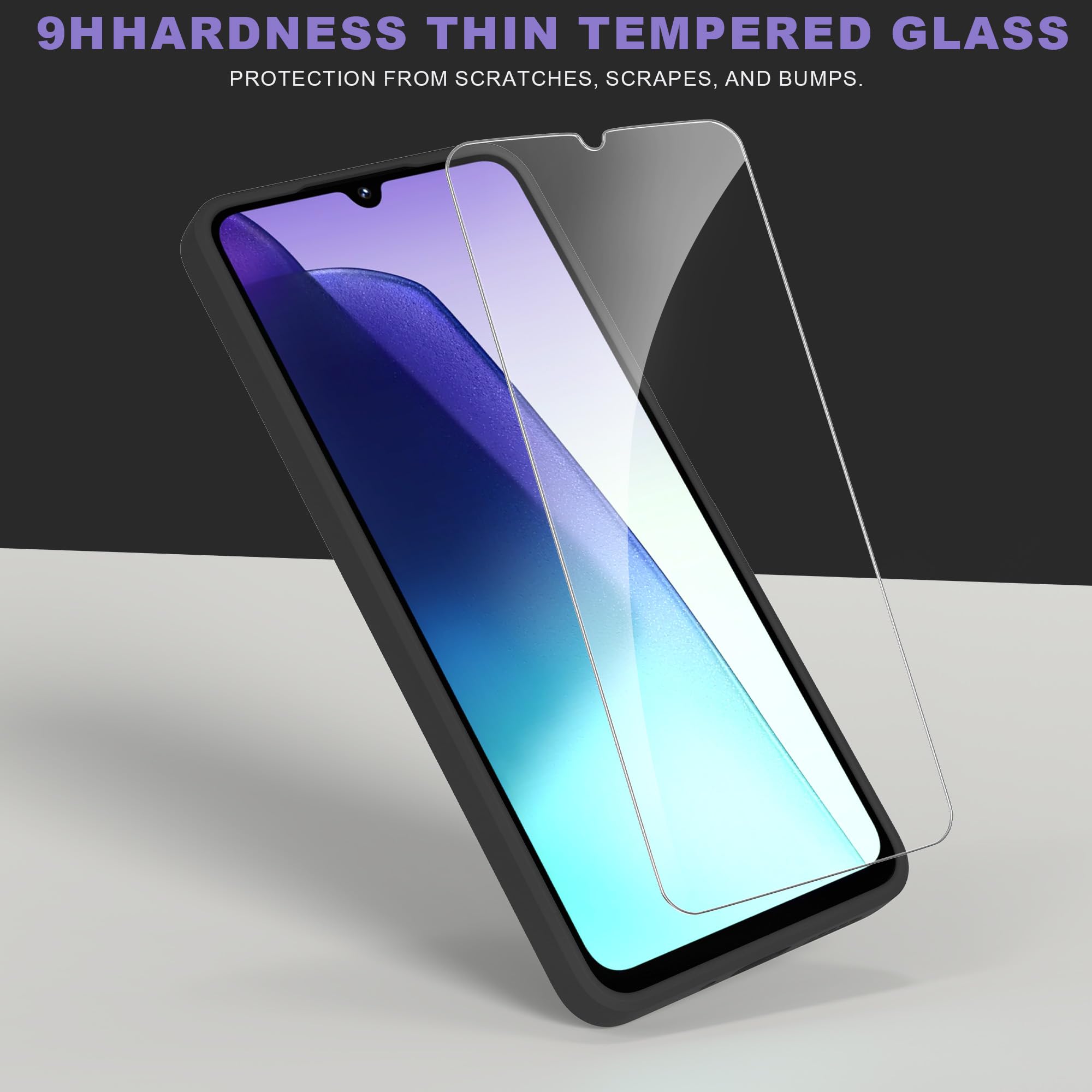 MOONESS Cover per Xiaomi Redmi 14C 4G (6.88") Custodia,Con 2 Pellicola Vetro Temperato Morbida Sottile Liquid TPU Case - Nero