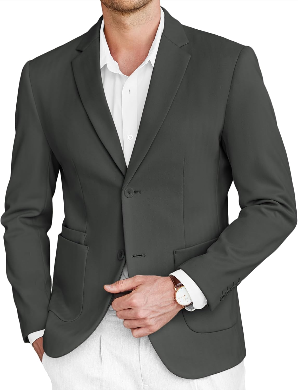 COOFANDY Mens Tweed Blazer Slim Fit Casual Sport Coat Two Button Knit Suit Jacket