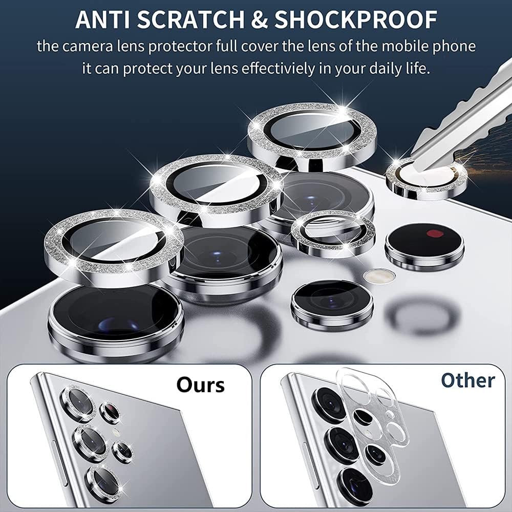 Omio Compatible with Samsung Galaxy S26 Ultra Camera Lens Protector, Bling 9H Tempered Glass HD Clear Anti-Scratch Slim Aluminum Alloy Ring Tempered Glass Lens Protector for Women Glitter Gold image 3