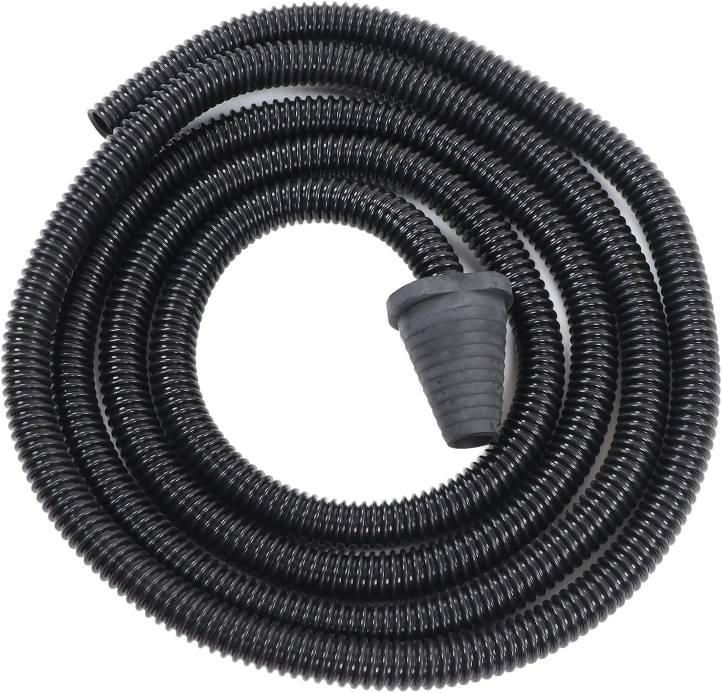 Dust Collection Power Tool Hose, Wall Grinder Flexible Replacement Part, Rubber Corrugated Threaded Pipe with Fitting, 4M Length for Wet and Dry Vacuum Cleaners, Black