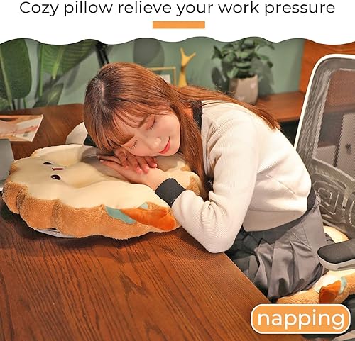 Miniatura 5 de Toast - Cojín de asiento de viaje, cojín de felpa para asiento de silla, súper suave, lavable, almohada para siesta para automóvil, sofá y