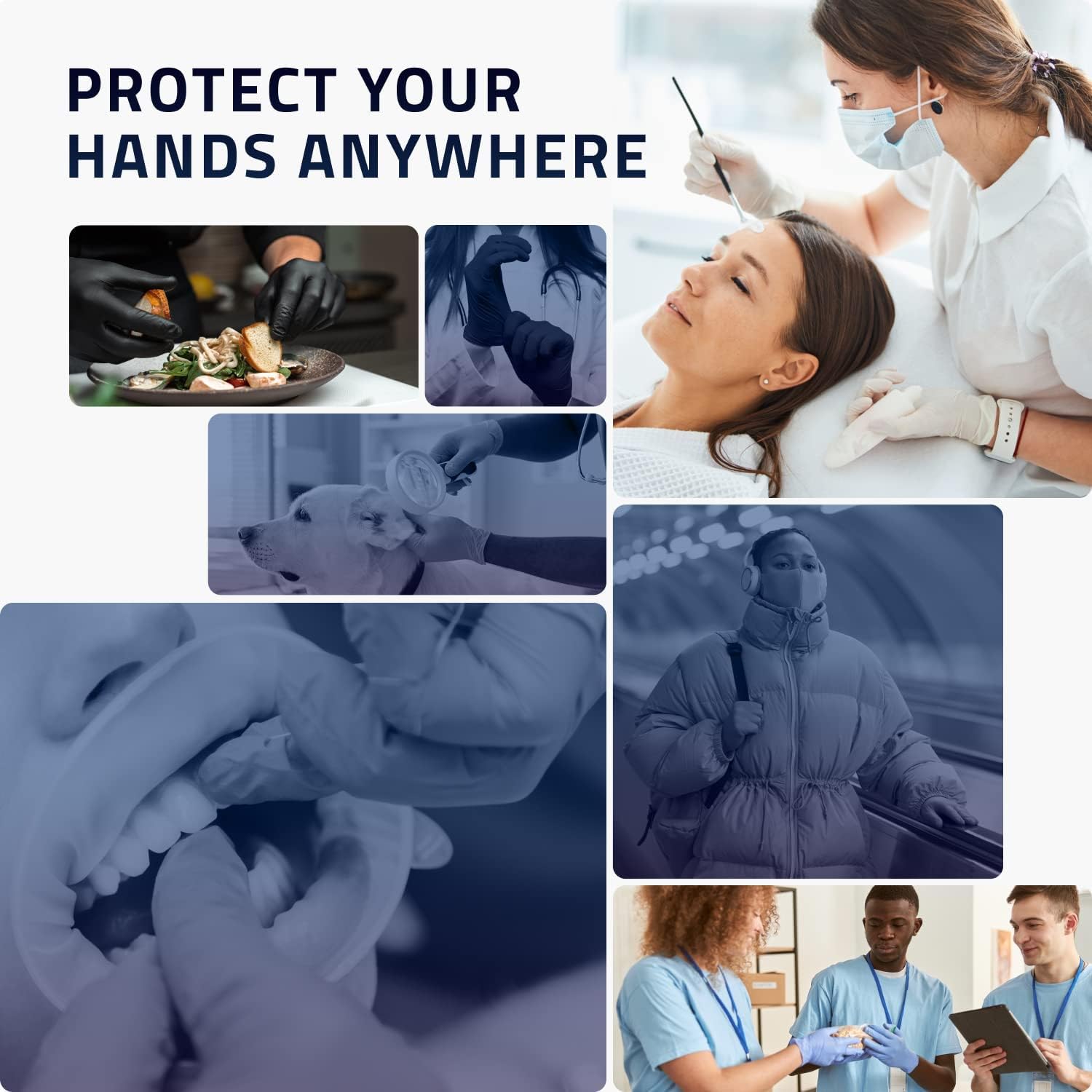 BLUZEN Blue Extra Strength Disposable Nitrile Gloves, Medium, Rubber and Latex Free, For Surgical, Medical, Food Service, Kitchen, Mechanic, Cooking