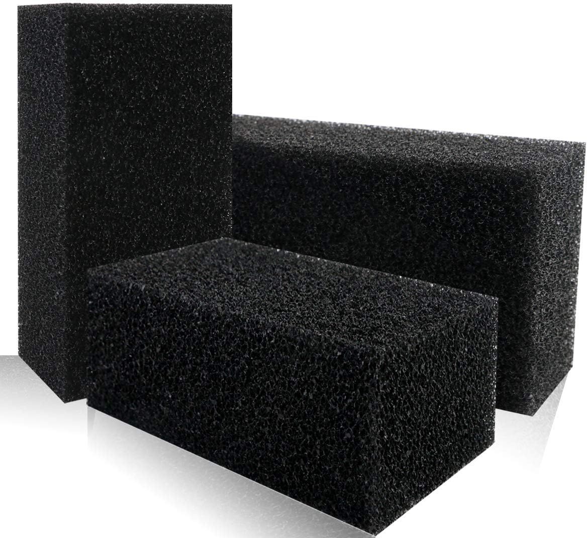 YG_Oline 3 pcs Aquarium Filter Pads, Black Aquarium Sponge Filter Sponge Open Cell Foam Block Foam Filter Material, 7.5" x 4" x 2.75"
