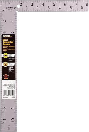 Johnson Level & Tool CS10 Professional Easy-Read Steel Carpenter Square, 8 x 12, Silver, 1 Square