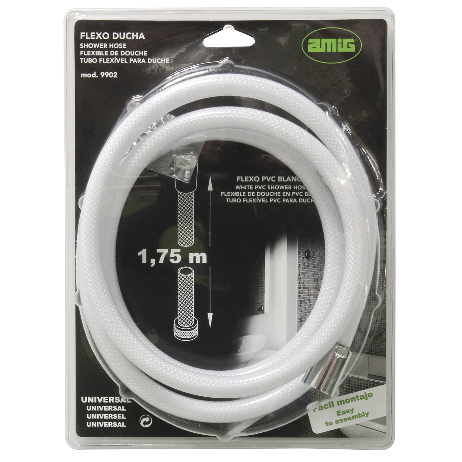 Amig Shower Flexo Model 9902, White, 1.75m x 0.5" - Image 4