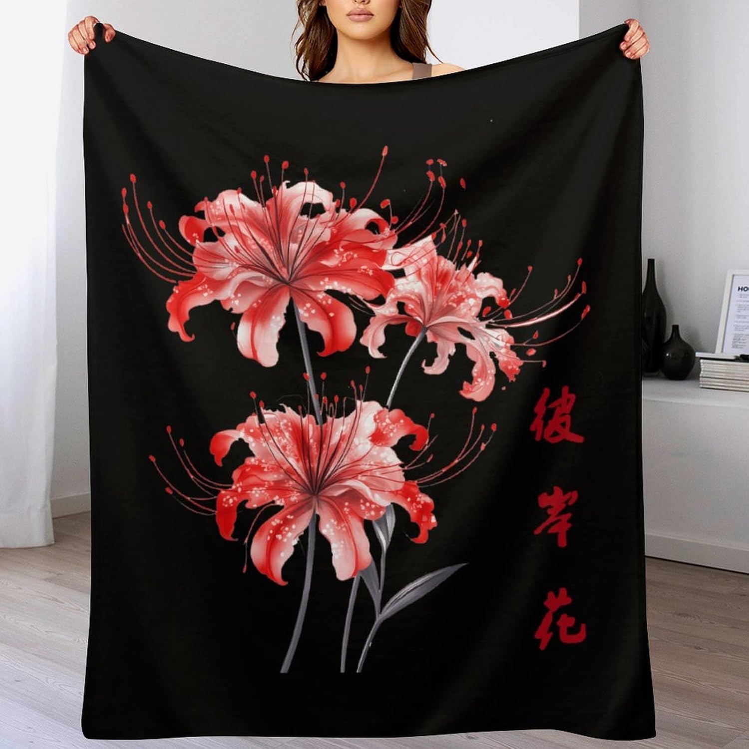 Higanbana Red Spider Lily Flannel Blanket Cozy Fuzzy Plush Throw Blankets for Couch Bed 30"*40"（76 * 100cm）