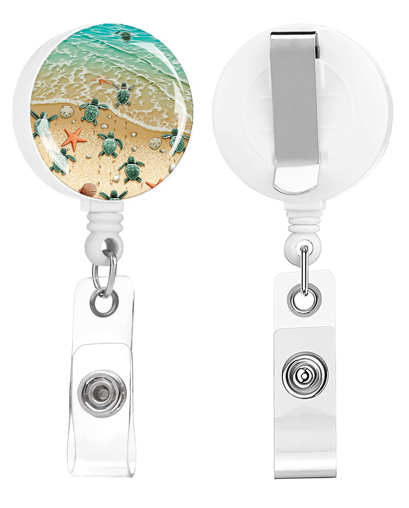 Badge Reels Retractable,Id Badge Holders Retractable,Badge Clips Retractable ID Card Holder for Teacher, Student, Office Worker(Sea Turlte on The