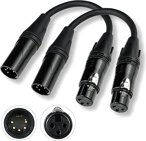 Czgor - Adaptador de cable DMX de 6 pulgadas, paquete de 2 unidades DMX macho de 5 pines a DMX hembra de 3 pines, cable DMX XLR 5M a XLR 3F DMX,