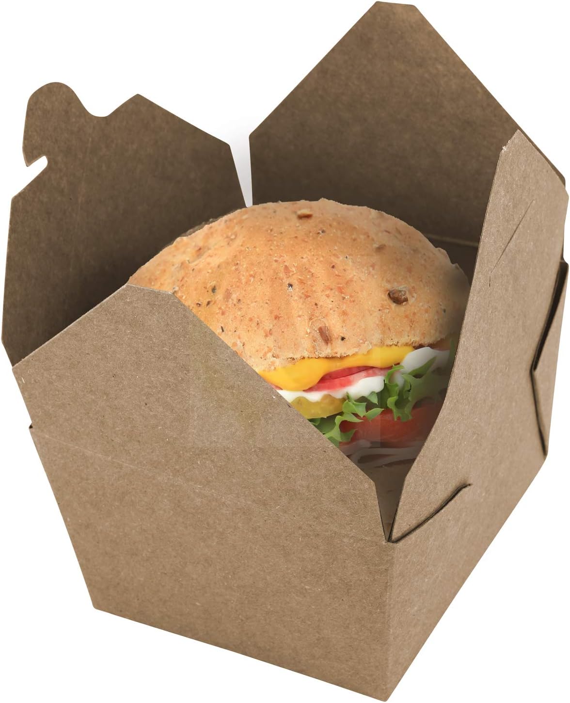 50 Pack- Eco Friendly Disposable Paper Take Out Food Container | Sturdy Leak & Grease Proof Microwavable Take Away Cardboard Boxes | Restaurant-Ware Chinese Chicken Carton (30 oz, Brown)