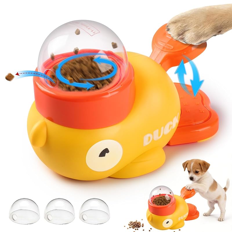 Comedouro lento interativo para cães e gatos RIHUALS com dispensador de petiscos e 3 tampas MSW001