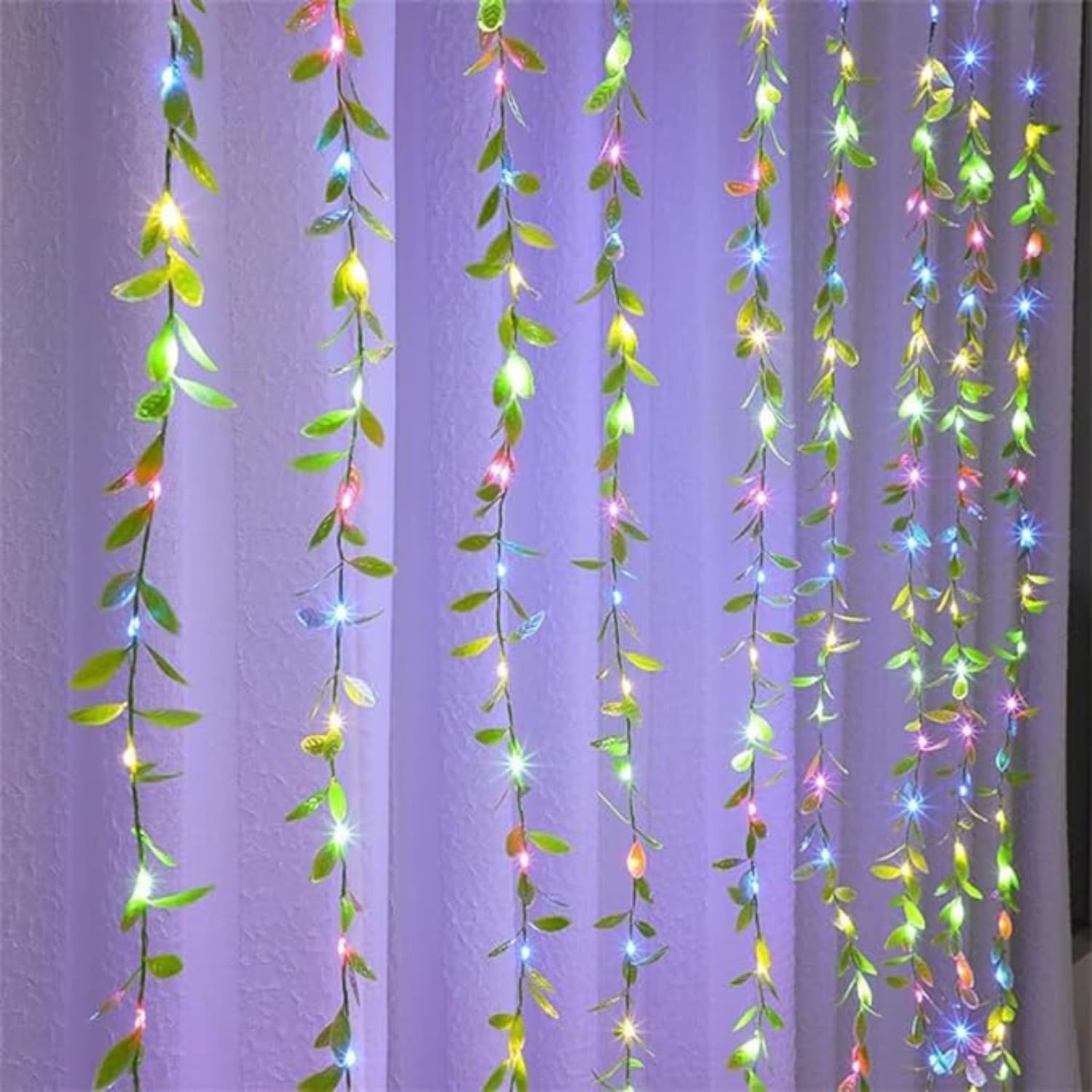 NIYAMAX Artificial Leaf Curtain LED String Light, 200 LEDs, 8 Modes, Remote Control, Adjustable Brightness, AC Plug - Ideal for Home,Office,Garden,Birthday & Festive Decor(Multicolor, 3x2 Meter) (B0D79CMH96) Amazon Price History, Amazon Price Tracker