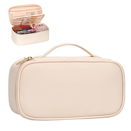 Miniatura 9 de OCHEAL Pequeña bolsa de maquillaje, bolsa de maquillaje portátil y bonita para viajes para mujeres y niñas con compartimento organizador de brochas