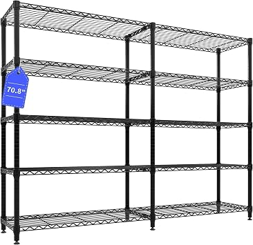 Garvee 71" Wide Storage Shelves Metal Shelving Units 5 Tier, 1325LBS