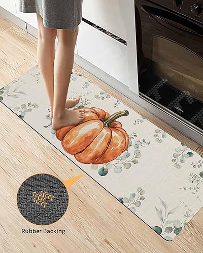 Miniatura 4 de Tapete de baño naranja con calabaza de Acción de Gracias para bañera, antideslizante, de secado rápido y absorbente, de tierra de diatomeas, para