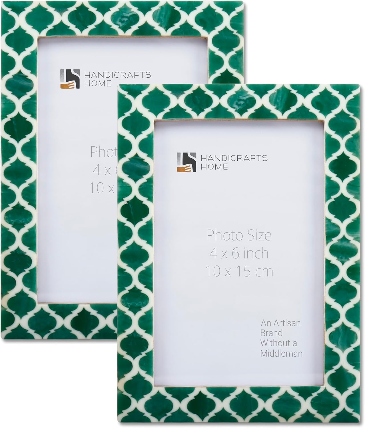 Handicrafts Home Turq & White 8x10 Picture Frame Set of 2, Frames for Tabletop Display, Multi Picture Frames Collage for Family Wall Decor, Gallery Wall Frame Set - Resin Inlay, Candy Cane Collection