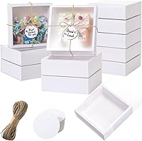 Vista 11 de Roowest Paquete de 50 juegos de cajas de regalo caseras de papel kraft con etiquetas en blanco y cuerda de yute (101 artículos) para joyería