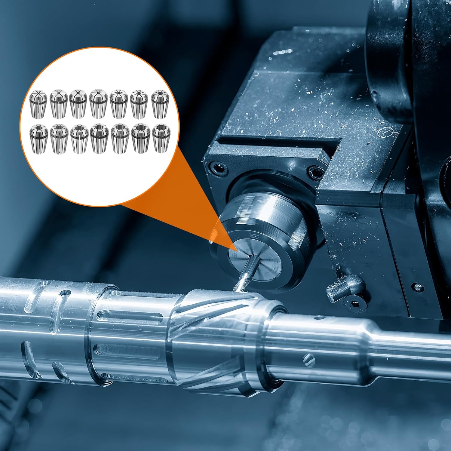 HARFINGTON 14pcs Spring Collet Chuck ER20 1/16" - 1/2" 65Mn Spring Steel Precision Router Collets for CNC Engraving Milling Lathe Tool