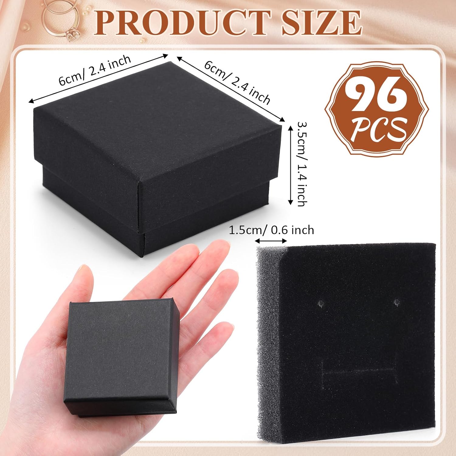 Yinkin 96 Pcs Jewelry Gift Boxes Bulk, 2.4 x 2.4 x 1.4 Inch image 2