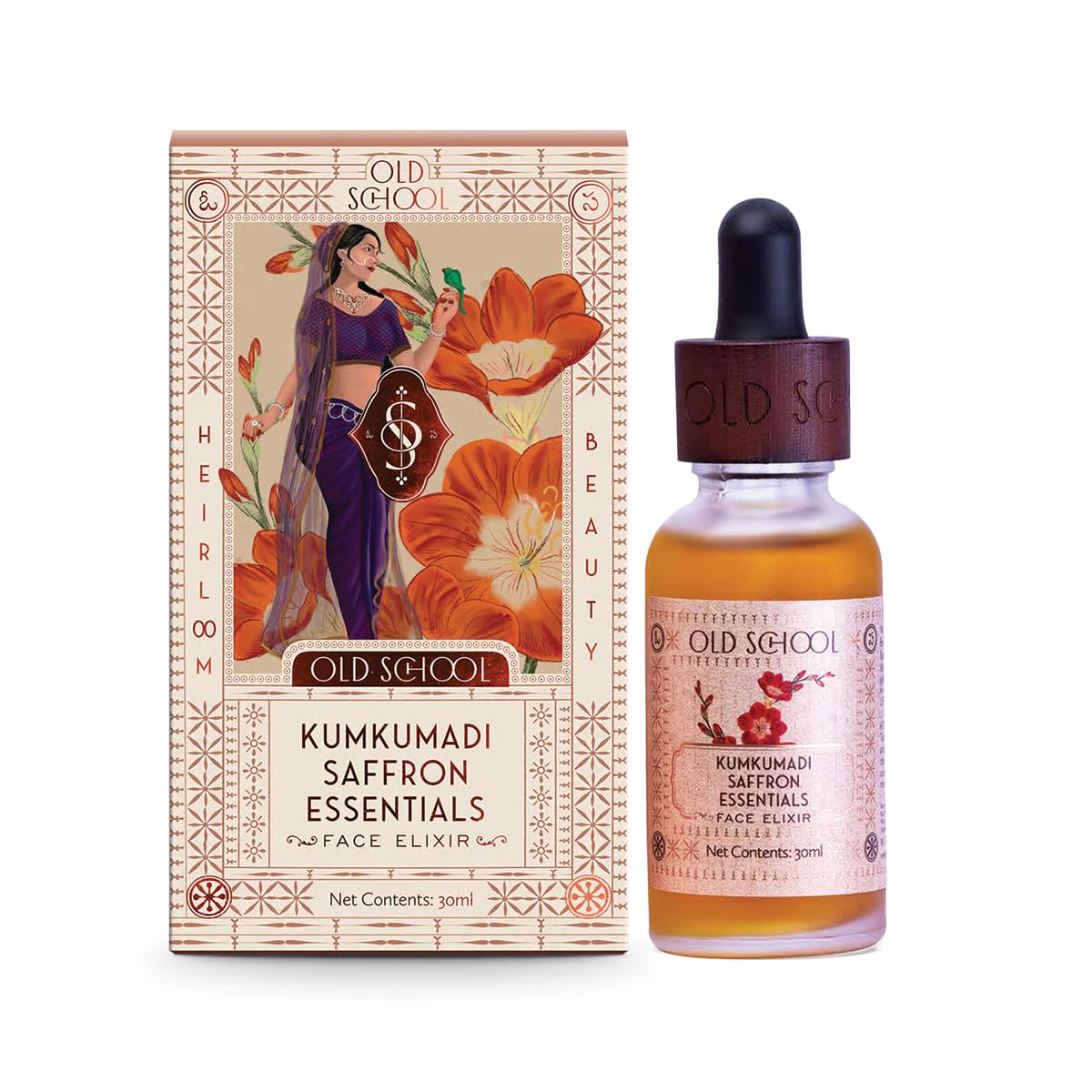 OLD SCHOOLRituals Kumkumadi Saffron Face Elixir | Anti-Aging Overnight Facial Oil | Brightens & Revitalizes for Glowing Skin | 30 ml