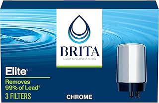 Brita Replacement Water Filter for Faucet Mount, Removes 99% of Lead, Sink Filtration System, Chrome, 3 Count