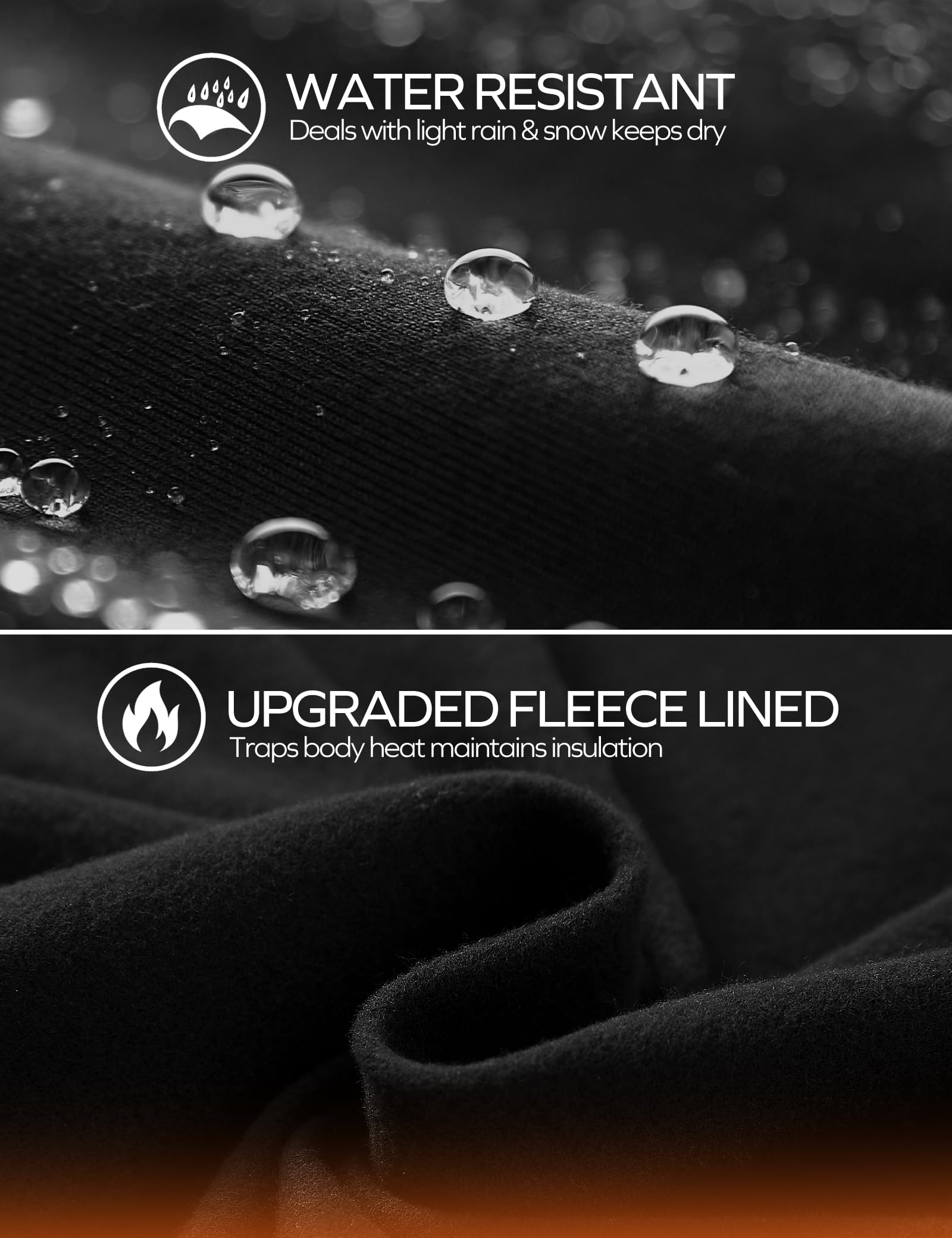 Leggings con forro polar para mujer con bolsillos, resistentes al agua, cintura alta, leggings térmicos de invierno para mujer, senderismo, Leggings con forro polar negro 2