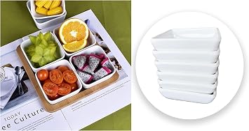 Small Bowls for Dips,10 Pcs Square Melamine Tapas Bowls Soy Sauce Dish Dip Dipping Bowls White for Snacks Sauce Condiments Side Dishes Dinner Baking Soy Sauce Vinegar Condiments
