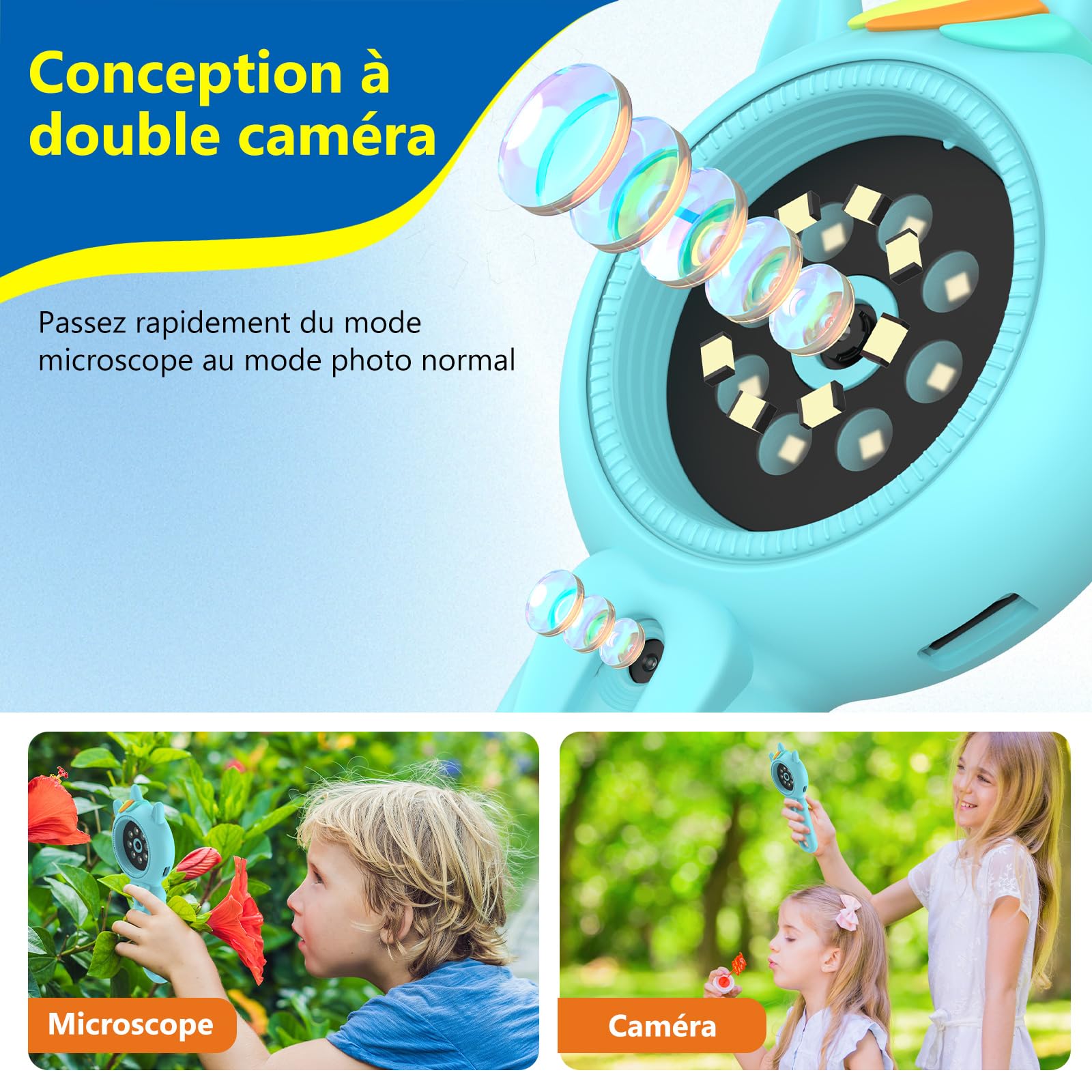ALEENFOON Microscopio Bambino, 100 x 400 x 1200 x Ingrandimento Scientifico Bambino Supporto Del Telefono Scatola di Plastica Microscopio Set per Bambini Studenti per l'Educazione Precoce
