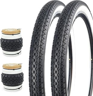 WEEROCK 24/26 Inch Bike Tire 2 Pack 24 x 2.125/26 x 2.125 White Wall Side Tires with/Without Inner Tubes for 24" 26" Bicycle Replacement Tyres for 24 Inch Beach Cruiser Bike,City Bicycle, Hybrid Bike