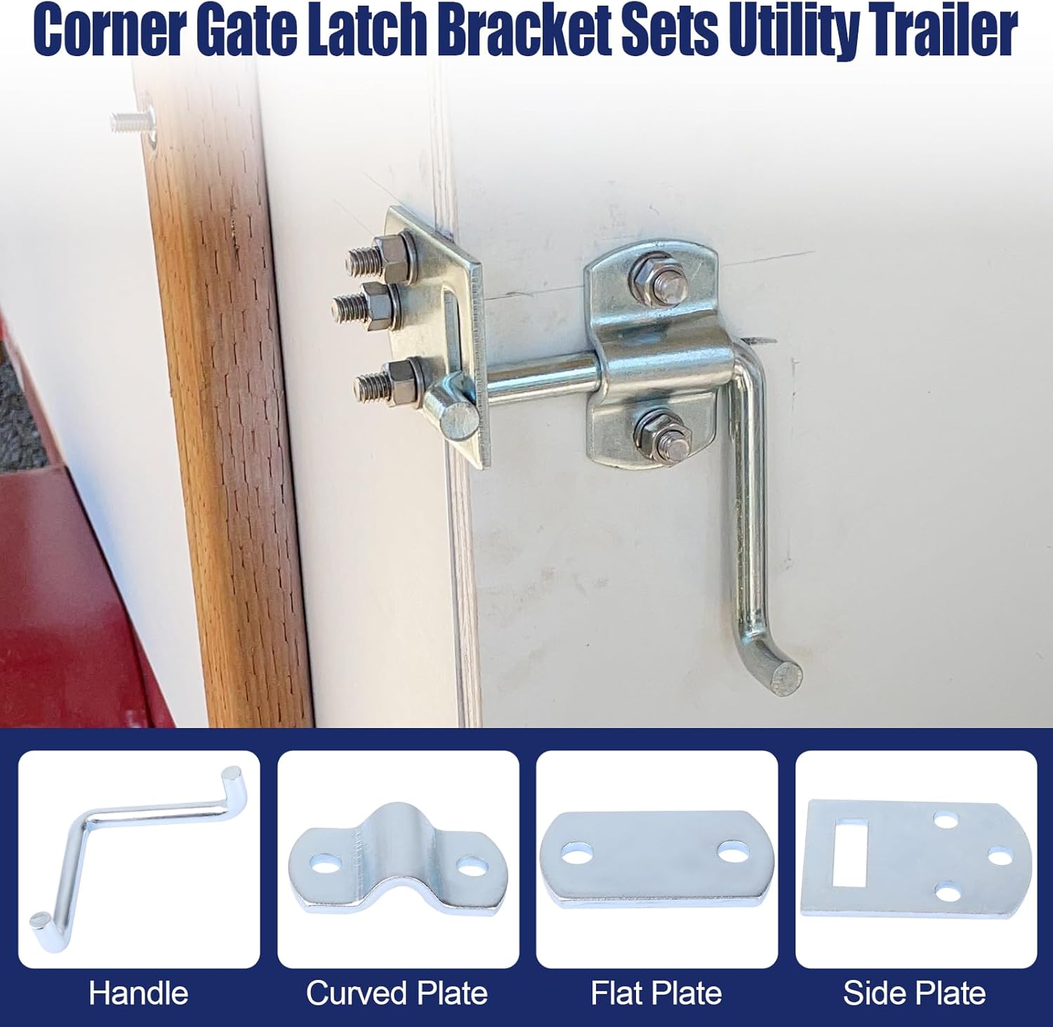 Corner Gate Latch Bracket Set, Corner Side Gate, Stake Bed Latches Bracket Set for Utility Trailer, Truck, Wood Security Rack Stake Body Corner Brackets Gate - 2 Pcs