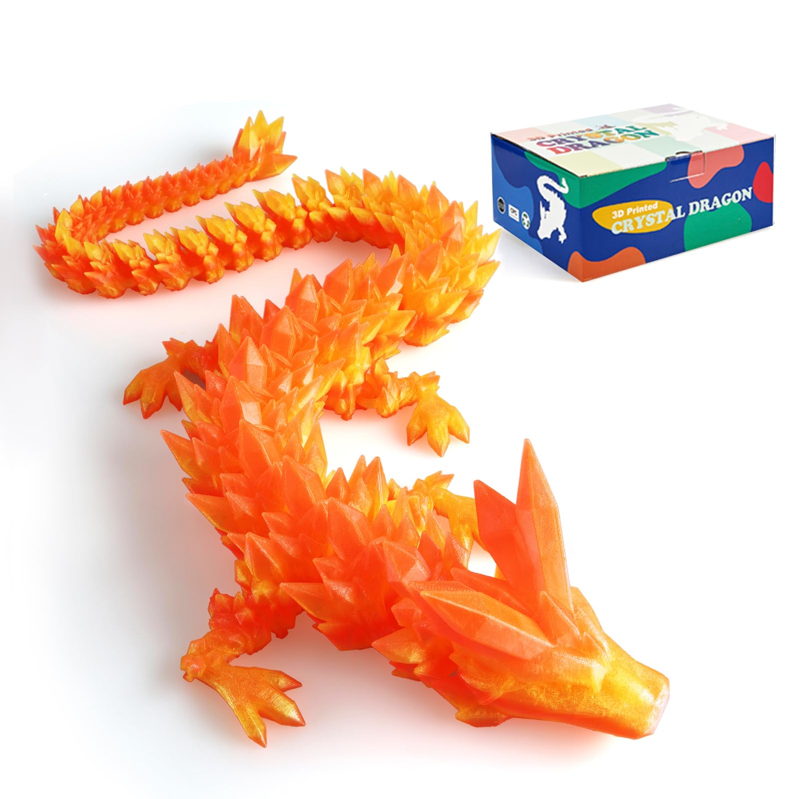 24”3D Printed Dragon Large 3D Dragon-Bigger Fidget Toy Gift for Kids, Boys, Girls & Adults,Cool Giant Crystal 3-D Printed Animals Desk Decor