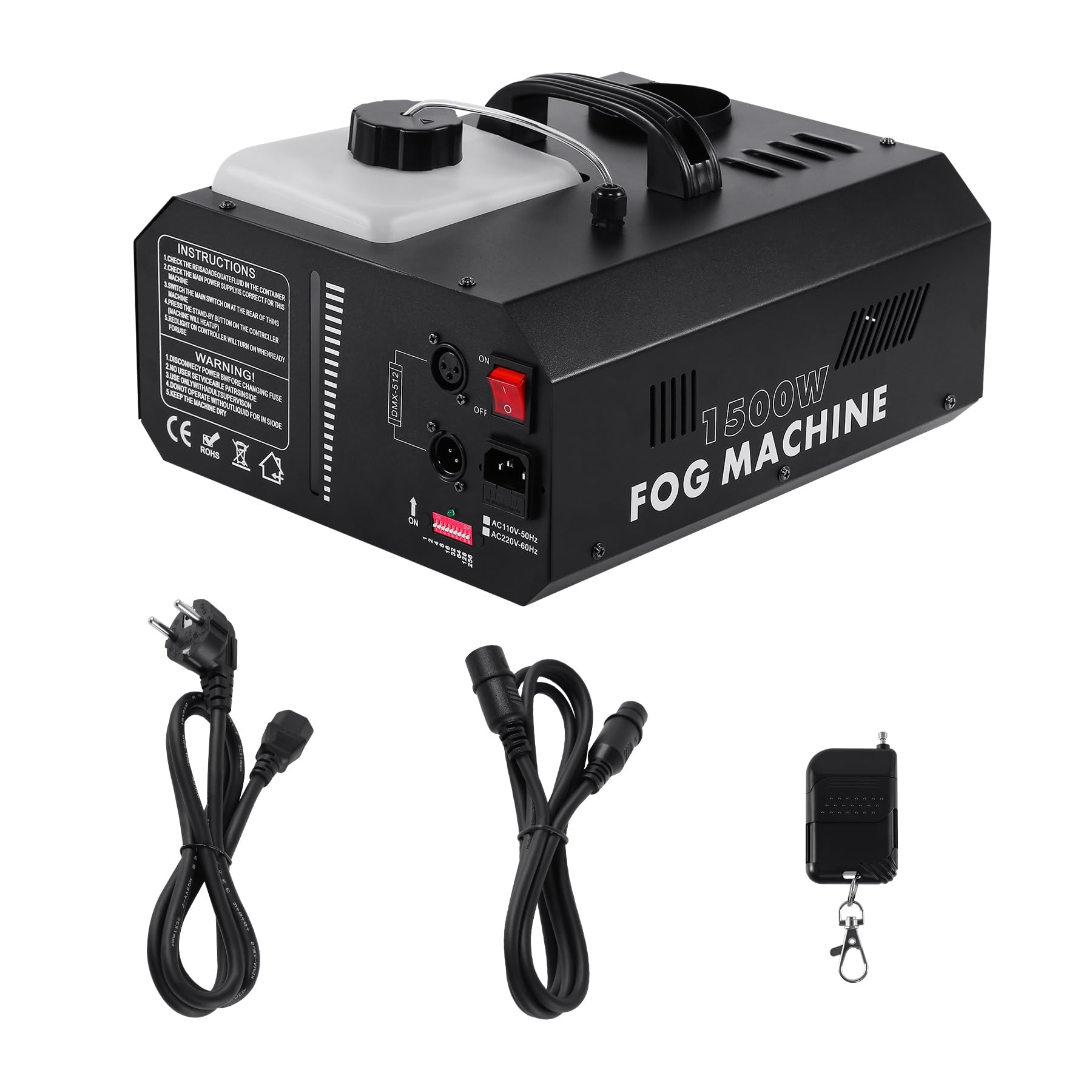 1500W Nebelmaschine mit DMX Funktion, Tragbare Effektmaschine ideal für DJ Auftritte, Disco, Party, Halloween, Hochzeiten, Weihnachten und weitere Veranstaltungen - 2 Stück
