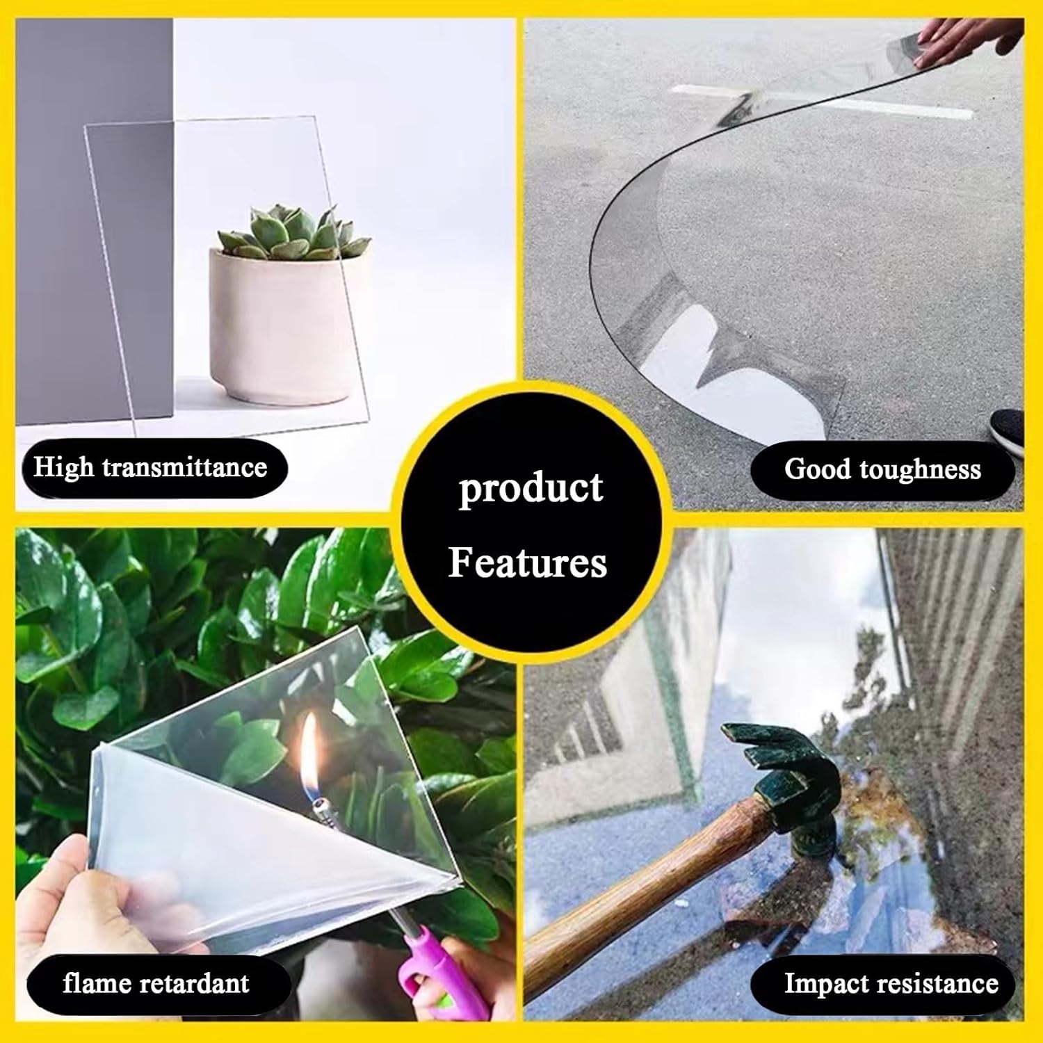 Transparent Polycarbonate Greenhouse Panels，Greenhouse PC Endurance roof Board，UV Protection,for Outdoor Glazing Panels Canopy Carport Stadiums and Bus Shelters (Size : W1*L1m/W3.28*L3.28ft)