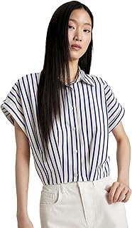 DeFacto Woman Woman Casual Woven Top Cropped Fit Shirt Neck Short Sleeve Short Sleeve Shirt C8748AX Short Sleeve Shirt