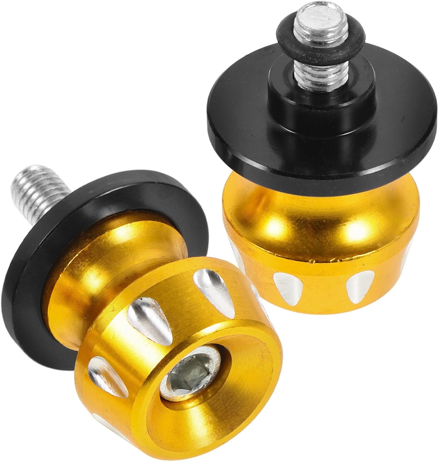 Outanaya Pair of 8mm Motorcycle Swing Arm Spools Screws Made of Aluminum Alloy with Enhanced Durability and Stability, Stylish Golden Frame Sliders for Motorcycle Accessories